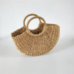 Women Handbag Rattan Wicker Straw Woven Half-round Bag Large Capacity Female Casual Travel Tote Fashion Bolsos - Image 4