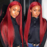 Burgundy Lace Front Human Hair Wigs Red Human Hair Wig - Image 3