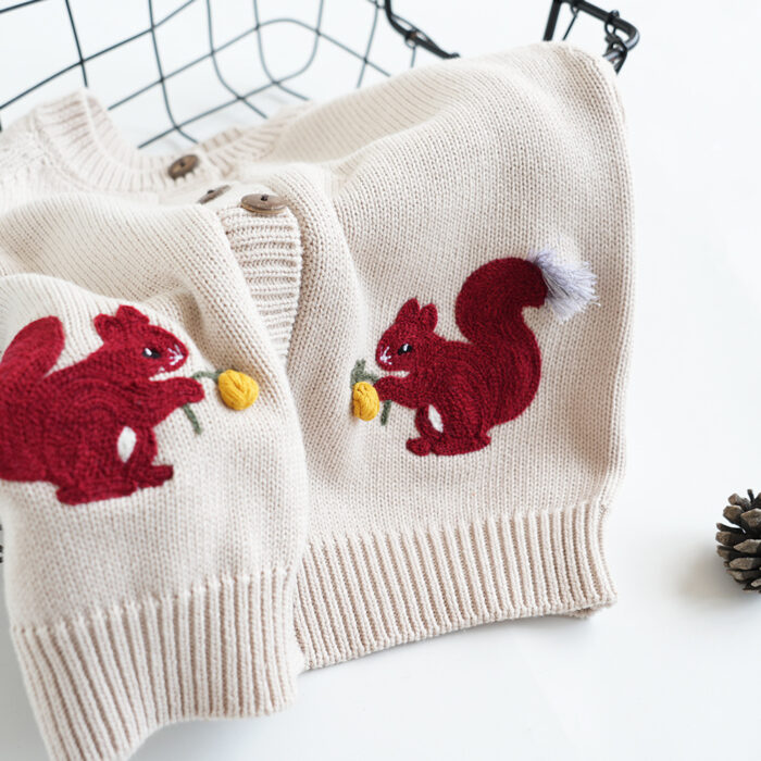 Knitwear Kids' Sweater Cotton Thread Clothing Squirrel Embroidery - Image 4