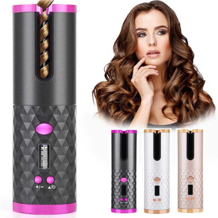 Rechargeable Automatic Hair Curler Women Portable Hair Curling Iron LCD Display Ceramic Curly Rotating Curling Wave Styer - Image 1