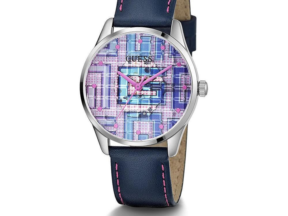 Guess Blue Leather Dress Watch