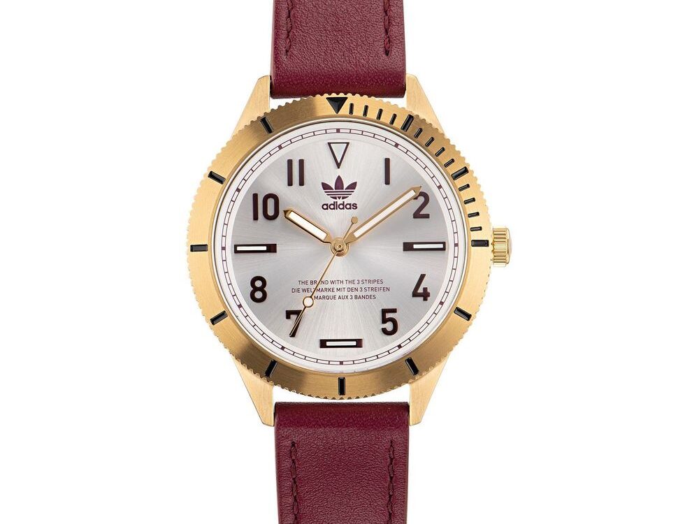 Adidas Red Leather Dress Watch