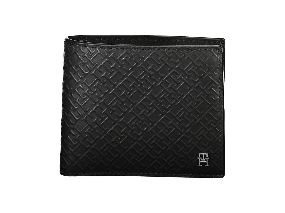 Tommy Hilfiger Elegant Black Leather Wallet with Multi-Compartments