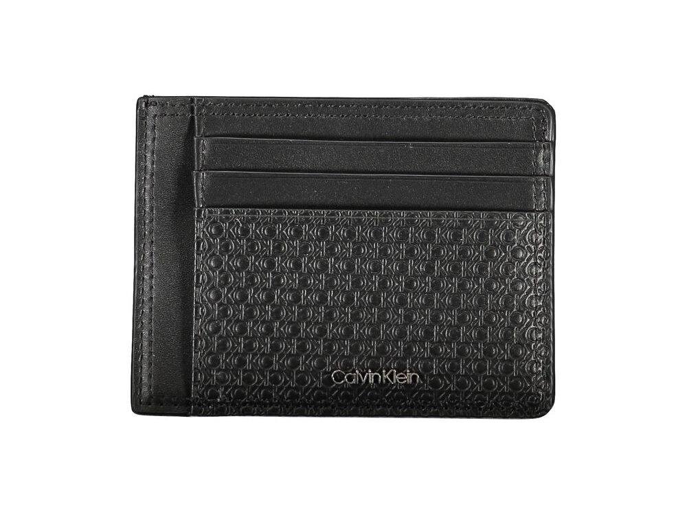 Calvin Klein Sleek Black Leather Coin Purse with Card Holder