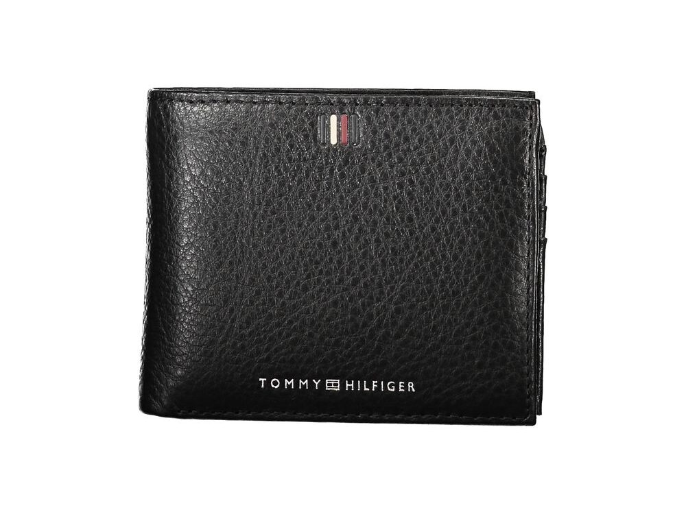 Tommy Hilfiger Sleek Black Leather Wallet with Ample Storage