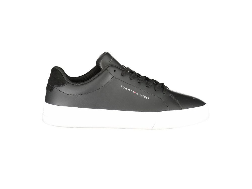 Tommy Hilfiger Black Leather Men Sneaker