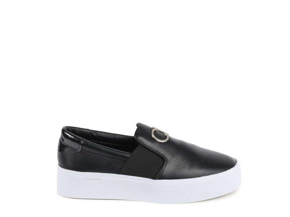 Calvin Klein Black Leather Platform Sneakers