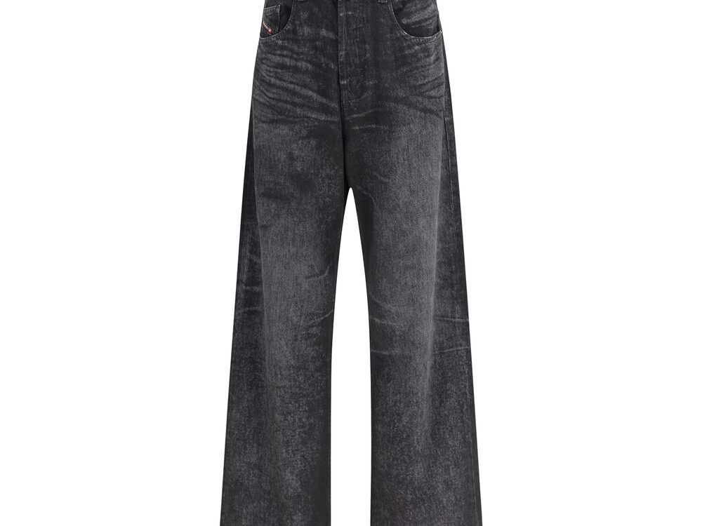 Diesel Black Cotton Relaxed Fit Jeans