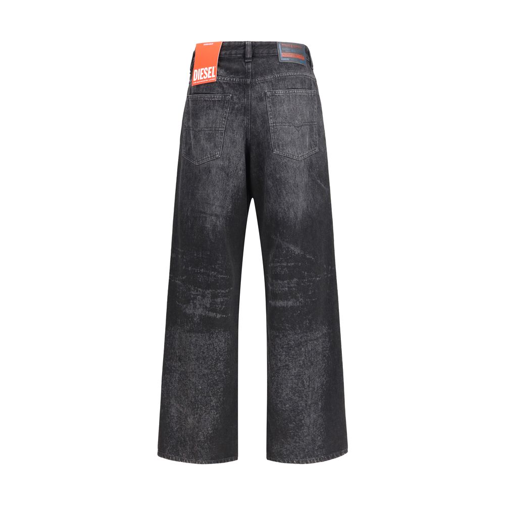 Diesel Black Cotton Relaxed Fit Jeans - Image 2