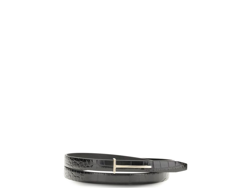 Tom Ford Black Leather Thin Belt