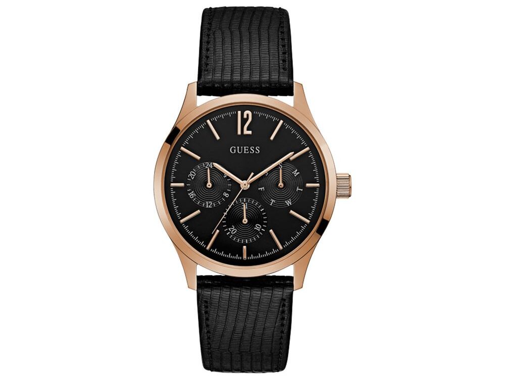 Guess Black Leather Dress Watch