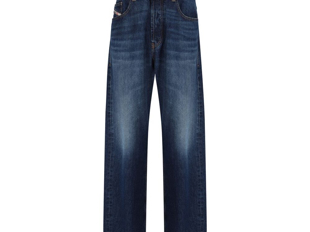 Diesel Blue Cotton Relaxed Fit Jeans
