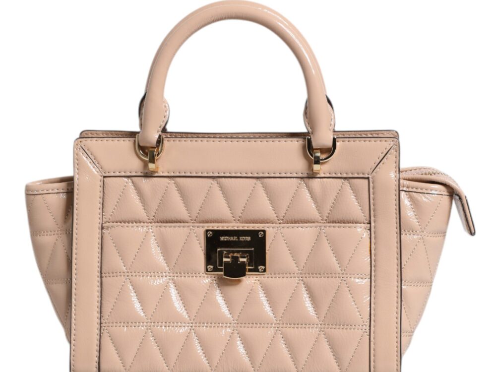 Michael Kors Peach Quilted Leather Logo Crossbody VIVIANNE Messenger Bag