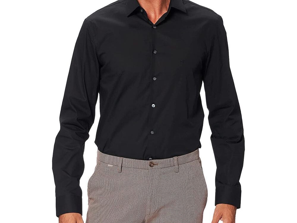 Calvin Klein Black Cotton Dress Shirt
