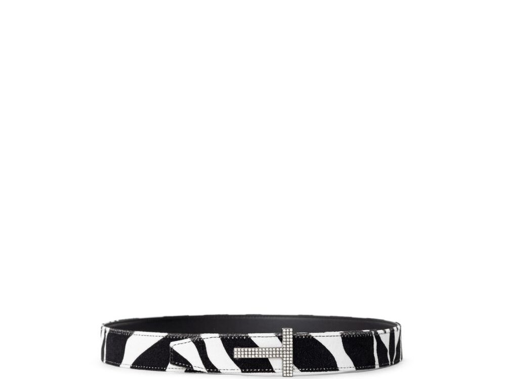 Tom Ford Black And White Leather Regular Belt