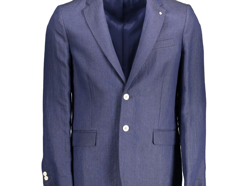 Gant Blue Linen Men Jacket