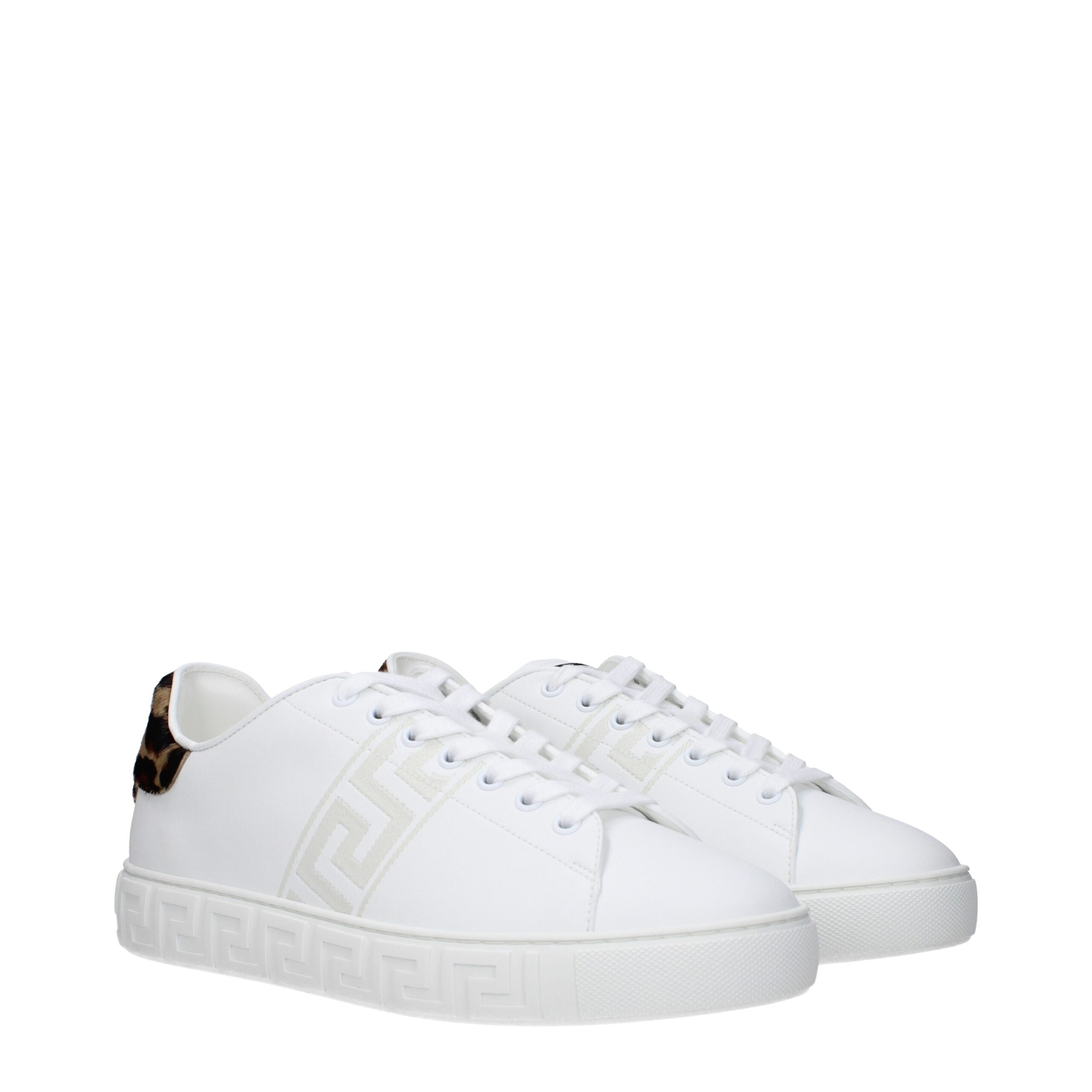 Versace White Leather Low Top Sneakers - Image 2