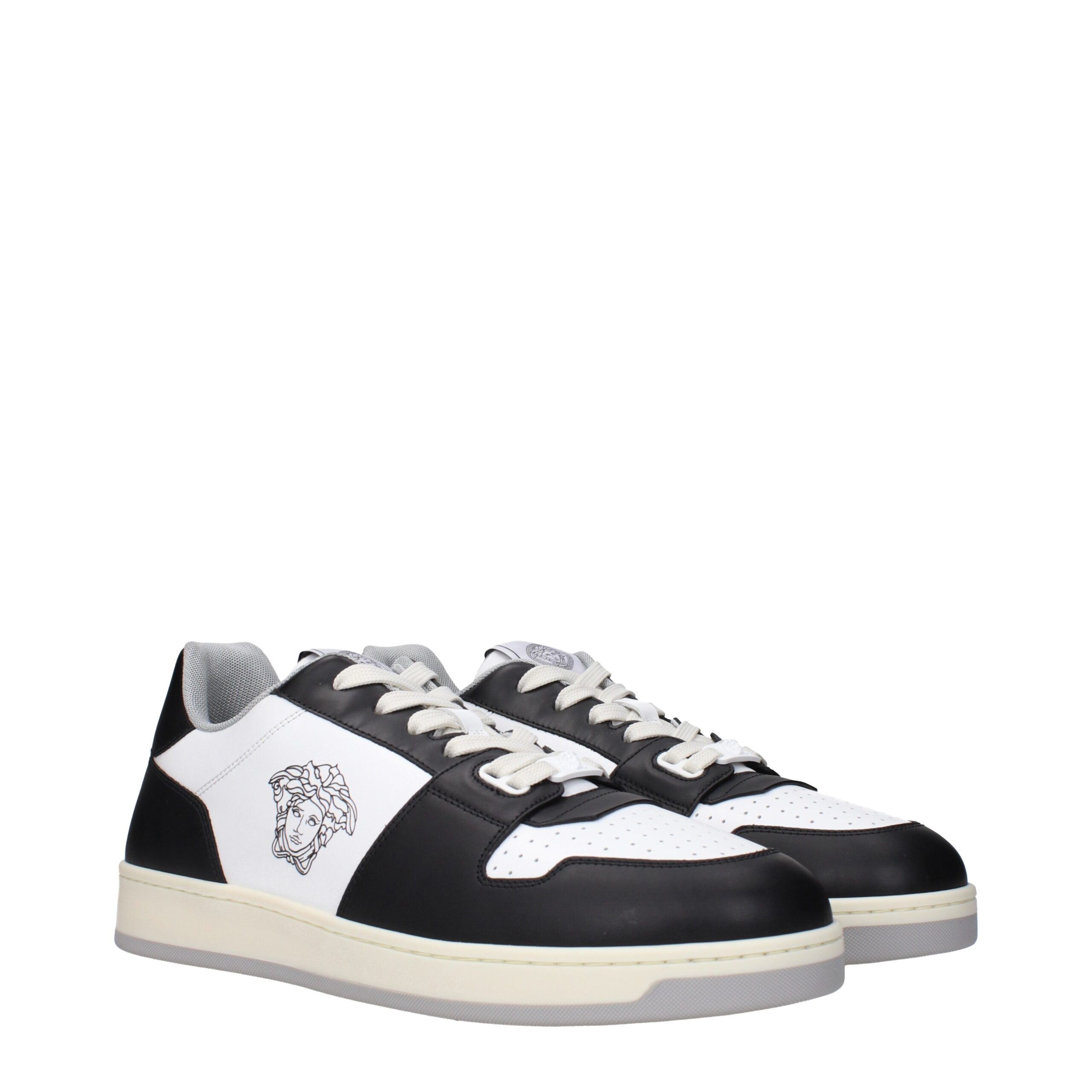 Versace White Leather Low Top Sneakers - Image 2
