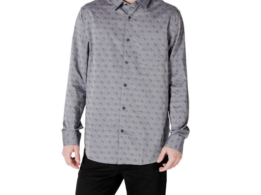 Guess Gray Cotton Pattern Shirt