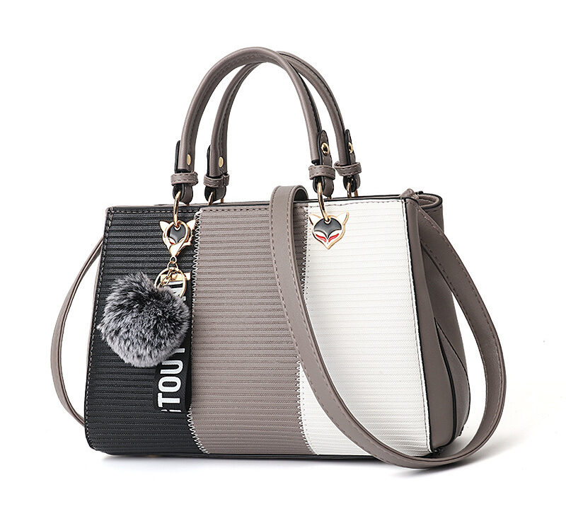 Women Hairball Ornaments Totes Patchwork Handbag Party Purse Ladies Messenger Crossbody Shoulder Bags Women Handbags