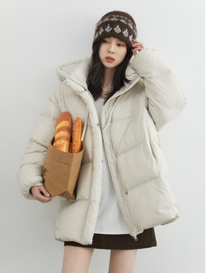 Duck Down Puffer Coat With Hood Three-proof Jacket - Image 3